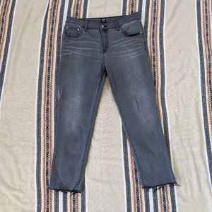Gap Gray Crop Jeans with Fringe Hem
